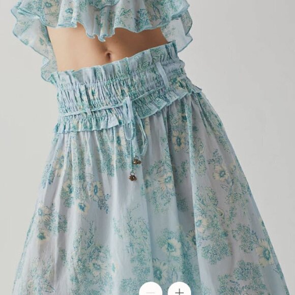 NEW FREE PEOPLE Still The One Lounge Ruffles Wide Leg Cotton Pants - Picture 4 of 9